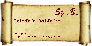 Szitár Balázs névjegykártya