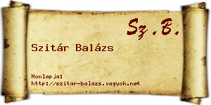 Szitár Balázs névjegykártya